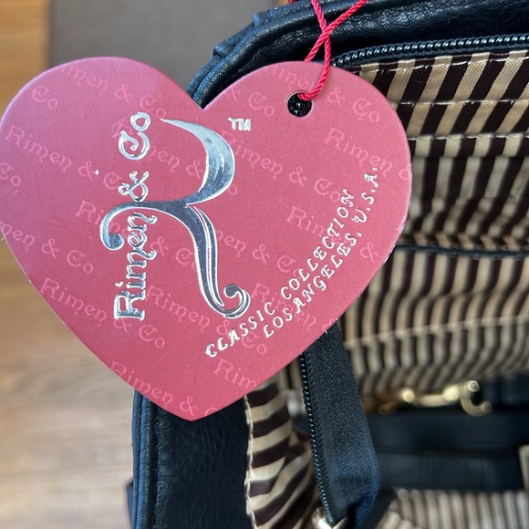 Faux leather black tote bag new with tags 17x14 comes with shoulder strap. - Picture 3 of 4